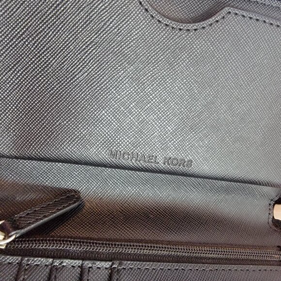 Michael Kors Jet Set Black Signature Monogram Print Zip Around Wallet/Wristlet - Picture 9 of 16